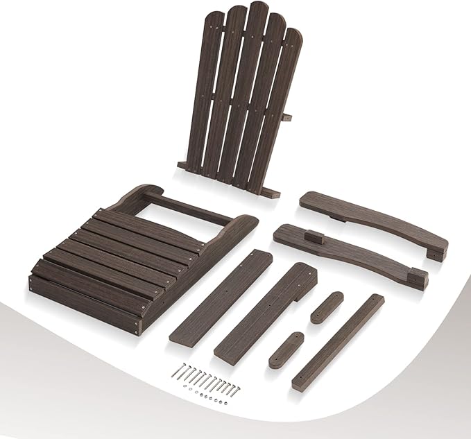 Folding Adirondack Chair, HDPE Adirondack Chairs, All-Weather Resistant Lawn Chairs,Patio Firepit Chairs for Garden- 15min Assembly 350 Lbs