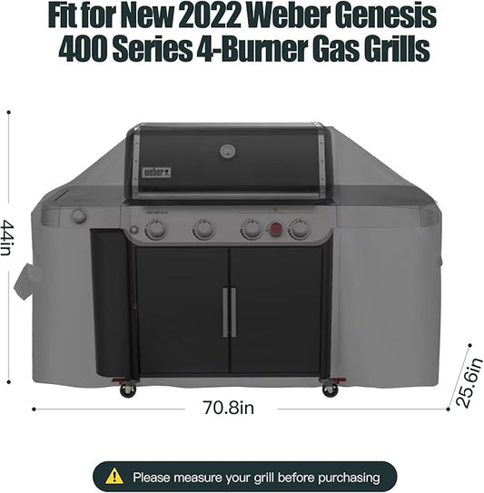 70 Inch Premium Outdoor Grill Cover Fit for Weber Genesis and Genesis II 400 Series 4-Burner Grills, BBQ Covers for Outside,Heavy Duty Waterproof Fade Resistant