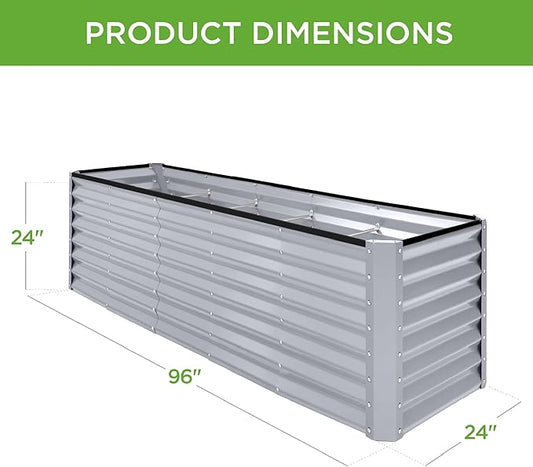 Best Choice Products 8x2x2ft Raised Outdoor Metal Garden Bed, Rectangular Planter Box for Herbs, Flowers, and Deep Root Vegetables w/ 240 Gallon Capacity - Moonlight Gray