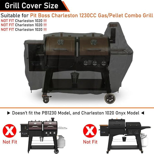 ZJYWSCH Cover for Pit Boss Charleston Gas/Pellet Combo Grill 600D Heavy Duty Weather Resistant PitBoss Charleston Combo Grill Cover Waterproof