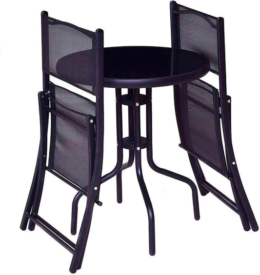 S AFSTAR 3-Piece Bistro Set for Outdoor Yard Garden Park, Round Table with 2 Folding Chairs Patio Furniture Set (Dark Dark Gray)
