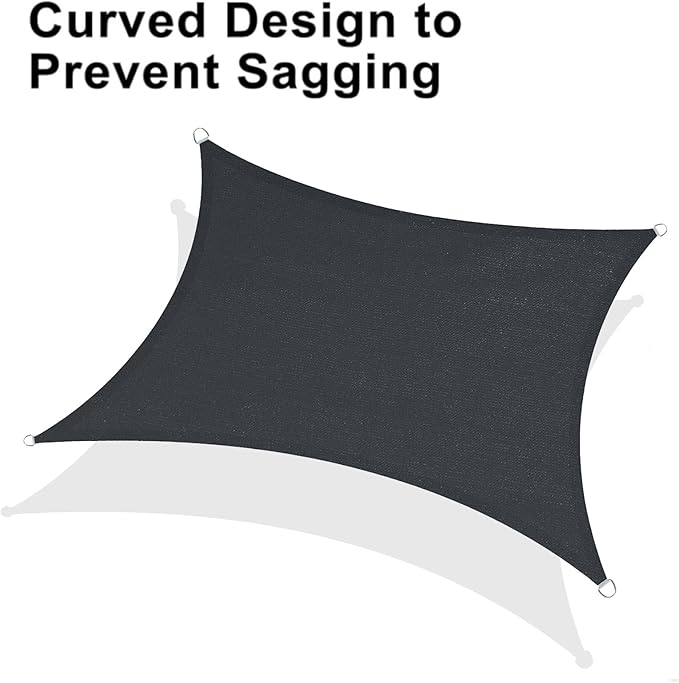 LOVE STORY 8' x 16' Rectangle Sun Shade Sail Sunshade Sail UV Block for Patio Garden, Graphite Grey