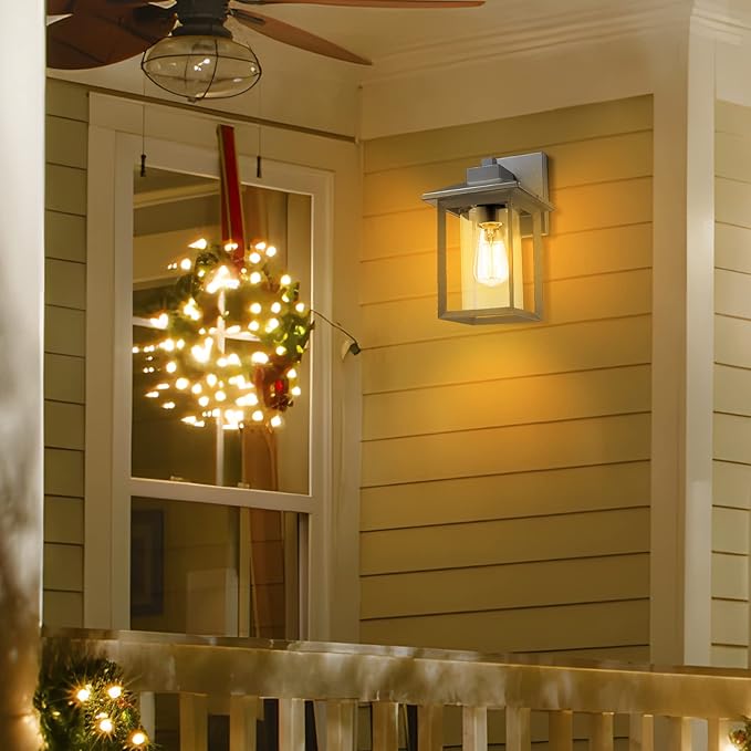 Outdoor Wall Mount Lights, H11.84 Exterior Wall Sconces, Outdoor Lighting Fixture, Exterior Lantern, Lighting Fixture for Patio, Porch (Black, 11.84" H)