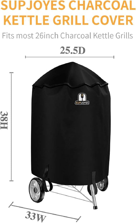 Grill Cover for Weber Charcoal Kettle, 26 Inch BBQ Grill Covers, Heavy Duty Waterproof Barbecue Accessories