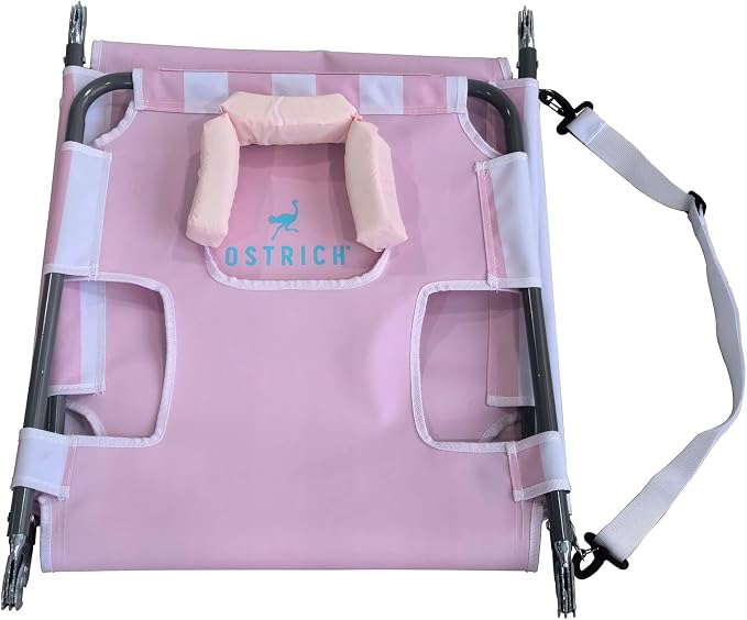 Ostrich the Original Chaise 72 x 22 Inch Lounge Portable Reclining Lounger, Outdoor Patio, Beach, Lawn, Camping, or Pool Tanning Chair, Pink Stripe
