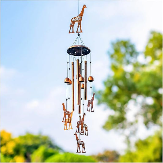 Giraffe Wind Chimes Outdoor Giraffe Gifts for Women Mom Men Dad Unique Birthday Gifts Metal WindChimes for Outside/Indoors, Patio, Lawn, Yard, Home Decor, Outdoor Decor, Garden Decorations