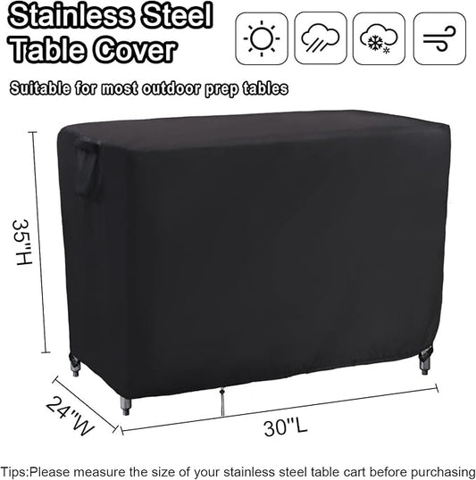 Kingling Prep Table Cover for 30 inch Keter Unity Table, Waterproof Outdoor Stainless Steel Table Cover Protection for Patio Metal Grill Work Table/Cart - 30''L x 24''W x 35''H