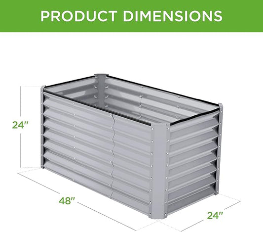 Best Choice Products 4x2x2ft Outdoor Metal Raised Garden Bed, Deep Root Planter Box for Vegetables, Flowers, Herbs w/ 119 Gallon Capacity - Moonlight Gray