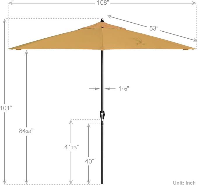 California Umbrella 9' Rd Aluminum Patio Umbrella, Crank Lift, Auto Tilt, Black Finish, Sunbrella Wheat