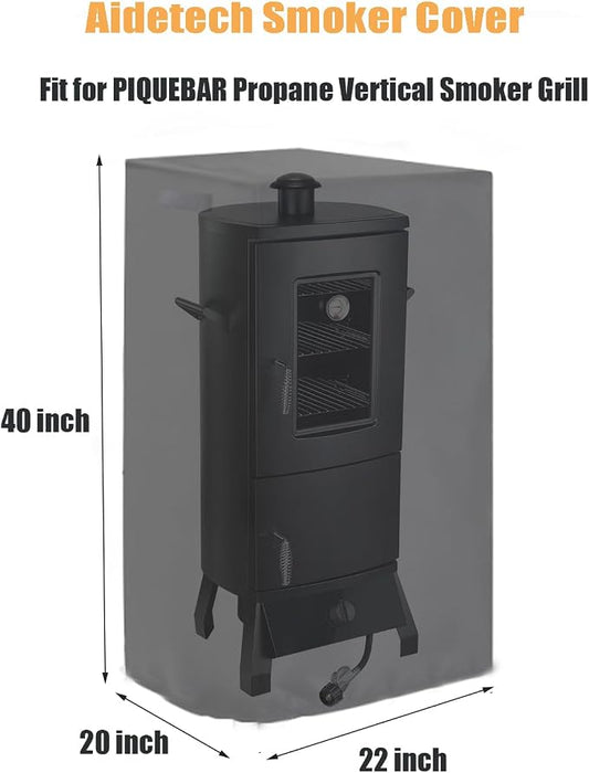 Smoker Cover Fit for PIQUEBAR Propane Smoker, Waterproof Grill BBQ Cover Vertical Smoker Covers-22 D x 20" W x 40" H