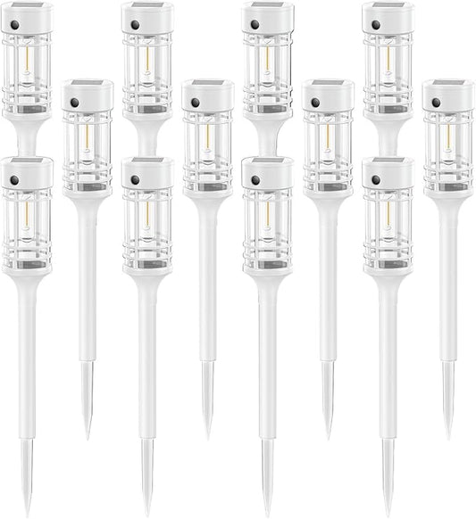 LETMY 12 Pack Solar Pathway Lights Outdoor, Bright Solar Lights Outdoor Waterproof IP65, Solar Garden Lights Outdoor for Yard Walkway Driveway Landscape Garden Decor (White)