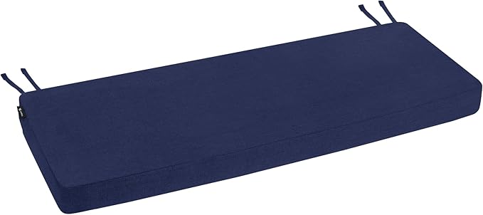Favoyard Outdoor Bench Cushion 42 x 16 Inch Rainproof Patio Furniture Cushions 3-Year Color Fastness Garden Settee Porch Pads with Ties, Blue