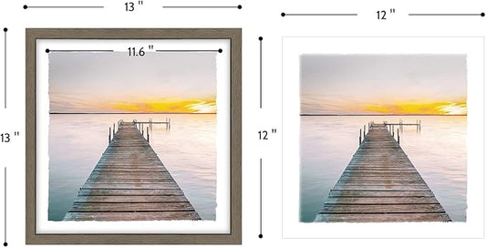 Modern Framed Lake Photo Painting: 6 Pieces Romantic Mountain Fog Prints Soft Colorful Landscape Wall Art Calming Nature Forest Water Painting Horizontal Multi View Scenery Artwork for Living Room