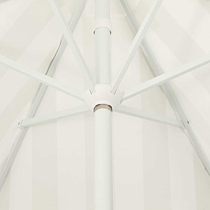 JONATHAN Y UMB1001 Collins 9 ft. Classic Cottage Tassel Market Patio Umbrella with Auto-Tilt, Crank, Wind Vent and UV Protection