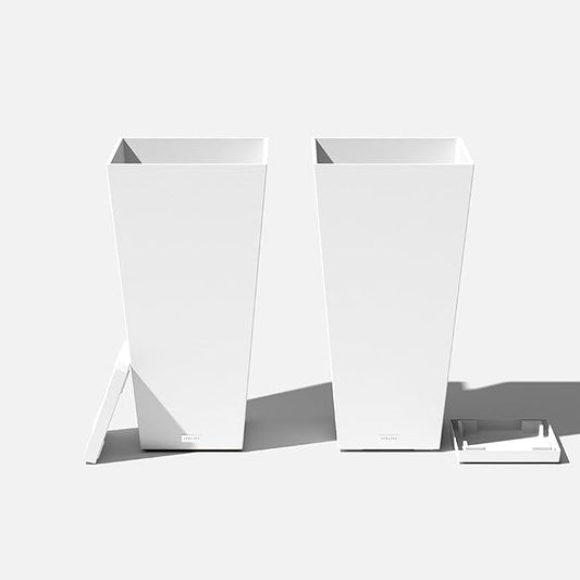 Veradek V-Resin Indoor/Outdoor Taper Planter (White, 30 inch - 2 Pack with 2 Saucer Trays)