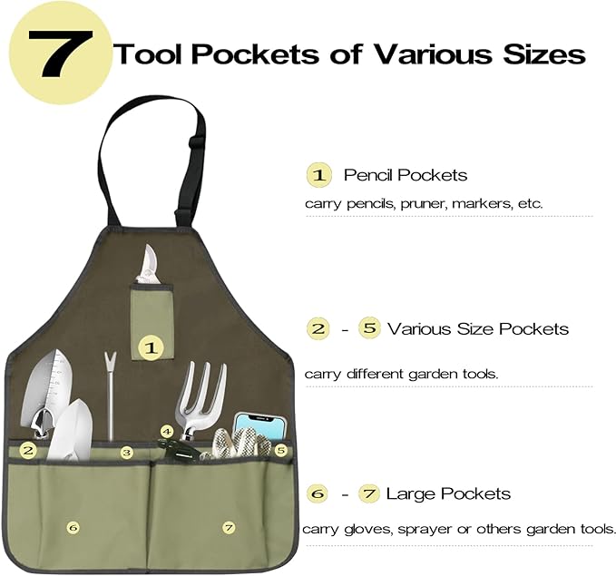 Garden Tool Set, Beswill 12 Pieces Heavy Duty Gardening Hand Tools with Garden Tools Organizer Handbag, Apron, Rust-Proof Stainless Steel Gardening Kit, Wood Handle, Ideal Garden Gifts for Women Men