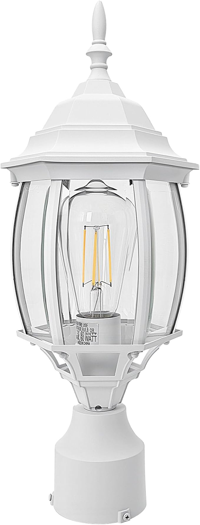 2 Pack White Outdoor Lamp Post for Patio Pathway, 17inch White Outdoor Post Light Fixture for House Pier Mount Outside Lighting Exterior Pole Lamp 17” Coach Light