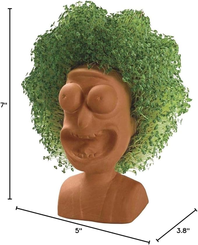Chia Pet Rick & Morty - Rick with Seed Pack, Decorative Pottery Planter, Easy to Do and Fun to Grow, Novelty Gift, Perfect for Any Occasion