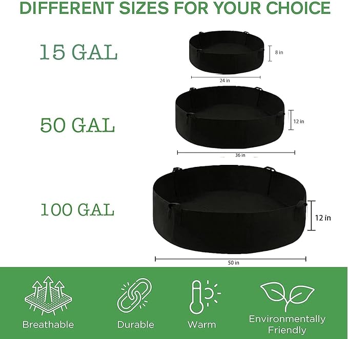 ZtohPyo 2-Pack 50 Gallon Plant Grow Bags, Large Fabric Raised Garden Bed with Handles,Durable Garden Beds Planters Aeration Gardening Container to Grow Vegetables for Outdoor Plants