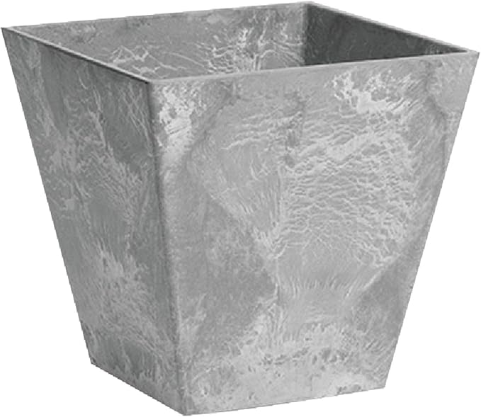 Ella Planter, Resin & Natural Stone, Gray, 10-in. Sq.