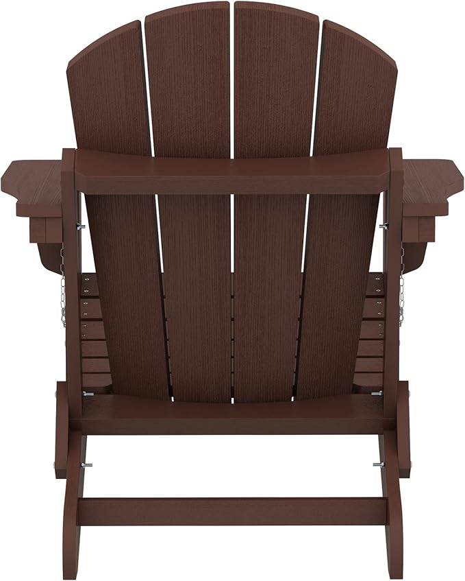 SERWALL Folding Adirondack Chair Set of 2 for Patio Garden Outdoors Fire Pit-Coffee