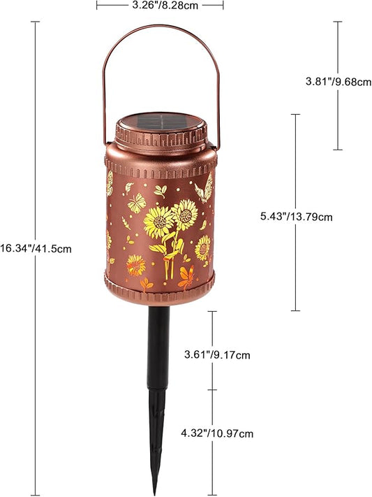 Cooo 4 Pack Solar Lanterns Outdoor Waterproof & Solar Pathway Lights -Rose Gold Sunfower Landscape Path Lights Christmas Lights Gifts for Women Mom Grandma for Garden Yard Patio Backyard Porch Decor