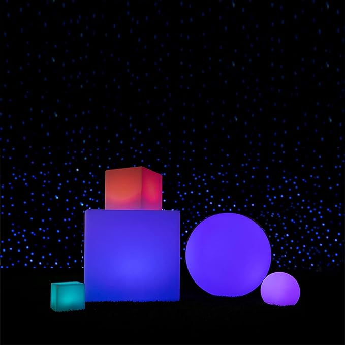 Novelty Lights 4 Inch RGB Cube Rechargeable Night Light, Waterproof Mood Lighting with Remote Control, Color-Changing Glow Cube for Indoor/Outdoor Use