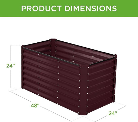 Best Choice Products 4x2x2ft Outdoor Metal Raised Garden Bed, Deep Root Planter Box for Vegetables, Flowers, Herbs w/ 119 Gallon Capacity - Burgundy