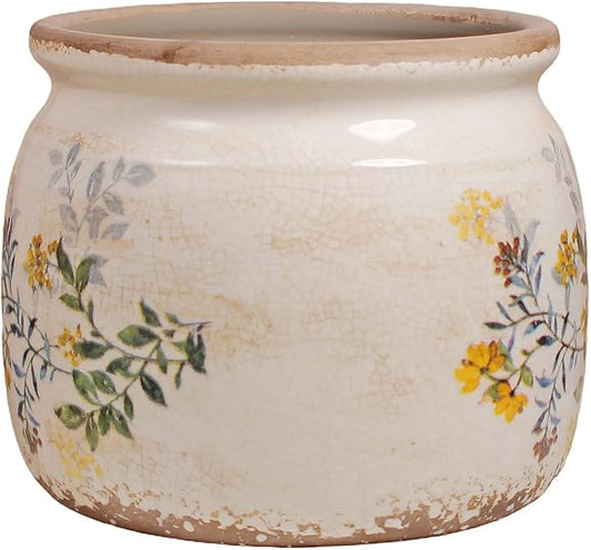 Pots for Plants, Ceramic Planters for Indoor Plants, 6.29'' Plant Pots with Drainage, Vase & Planters, Vintage Rustic Pots for Indoor Plant, Home & Christmas Decor, Yellow Sage