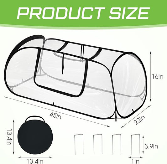 2 Pack Garden Covers for Raised Bed Foldable Clear PVC Greenhouse for Freeze Protection Row Plants Cover Accelerator with Zipper Door 45'' x 22'' x 16'' Protection Vegetable Fruit from Animal