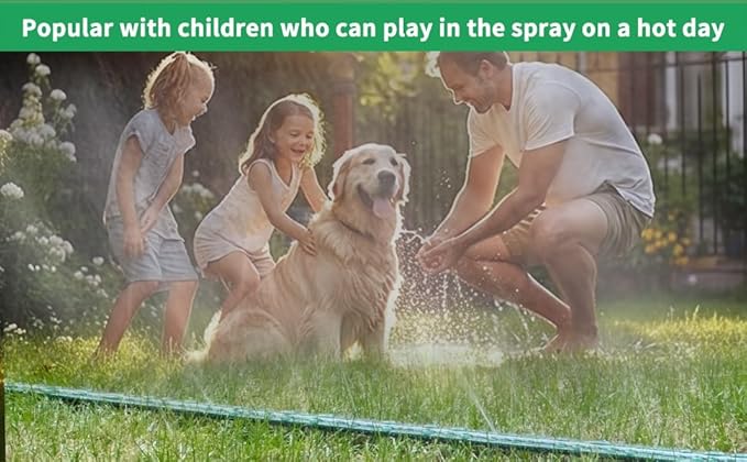 Watoo 2026 Sprinkler Hose & Soaker Hose for Yard - 100 FT Reinforced Flat Garden Hose with Holes, Heavy Duty No-Kink Lawn Irrigation Hose (Includes Stakes, High Pressure Spray)