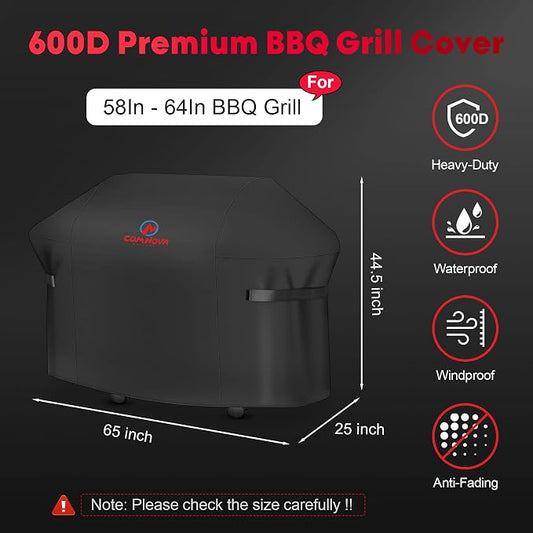 Comnova Grill Cover 65 Inch - 7131 BBQ Cover for Weber Genesis 400 Series and 4 Burner Gas Grill, 600D Heavy Duty & Waterproof for E435, E410, E440 (Not Fit 2022 E-435)