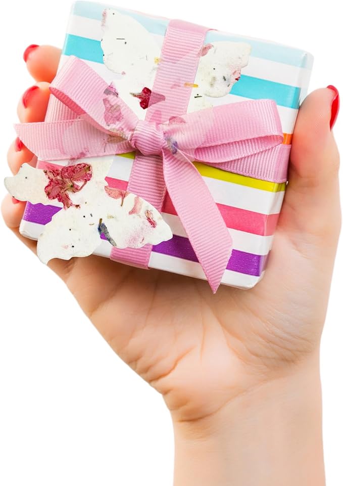 50pcs Large (2.85" h x 3" w) Pink Butterfly Seed Paper – Writable & Plantable Wildflower, Mom's Gift for Birthday, Use for Wedding, Baby Shower, & Party Favors