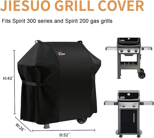 7106 BBQ Gas Grill Cover for Weber Spirit 200 and 300 Series & Genesis Silver A/B: Heavy Duty Waterproof 52 Inch 3 Burner Barbecue Grill Cover