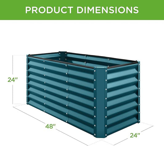 Best Choice Products 4x2x2ft Outdoor Metal Raised Garden Bed, Deep Root Planter Box for Vegetables, Flowers, Herbs w/ 119 Gallon Capacity - Peacock Blue