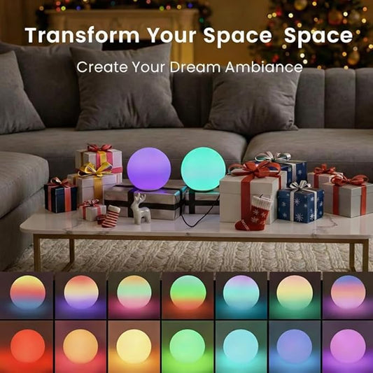 2 Pack 3-inch Smart Sphere Night Light, Rechargeable LED Ball Lights, 16 RGB Color Change Mood Lighting, Waterpro Battery Ideal for Pool Bedroom Kids Room Party and Holiday Ambient Lighting