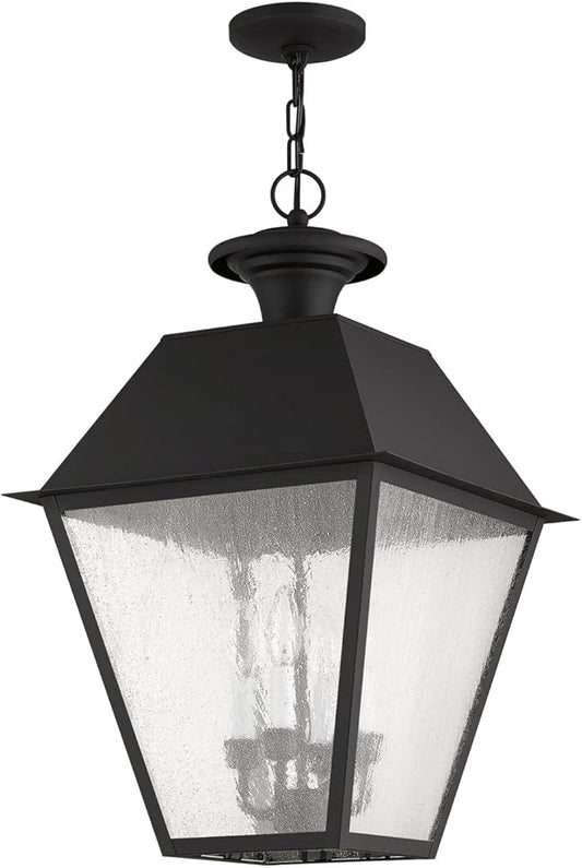 Livex Lighting 2174-04 Mansfield 4-Light Outdoor Hanging Lantern, Black