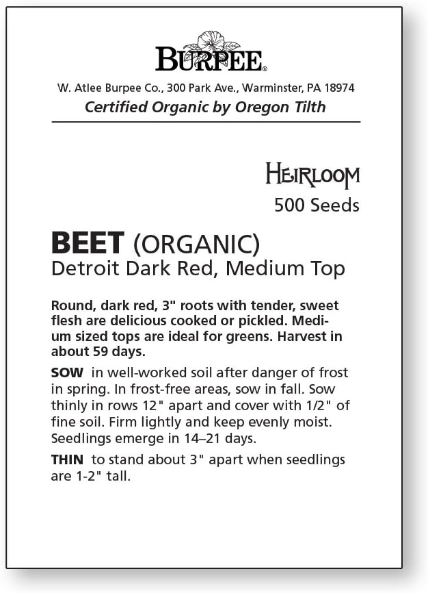 Burpee Detroit Dark Red Medium Top Beet Seeds 500 seeds