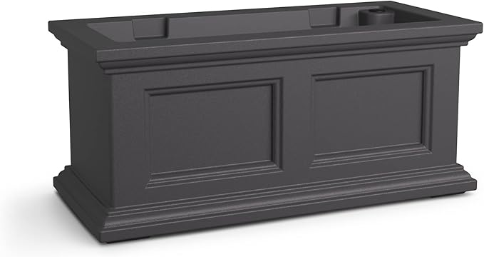 Mayne Fairfield 2ft Window Box, Self Watering Flower Box with Double Wall Design, All Season Fade Resistant Outdoor Window Planter with Steel Mounting Bracket, Graphite Grey