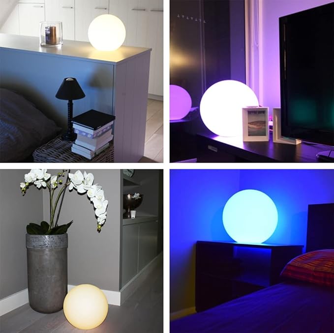 Mr.Go 8-inch LED Ball Light and 10-inch LED Ball Light Bundle, Remote Control, 16 RGB Colors 4 Modes, Dimmable, Rechargeable, Waterproof, Great as Night Light Mood Lamp Ambient Lighting Decorations