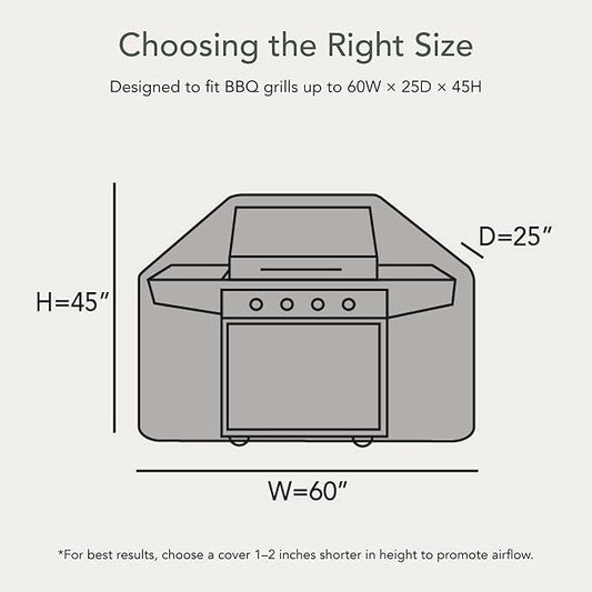 Covermates Classic Grill Cover - All-Weather Heavy Duty Outdoor BBQ Cover with Water-Resistant 12-Gauge Vinyl, Mesh Vents, Protection for Large Outdoor Grills, 60 Inch, Classic Tan