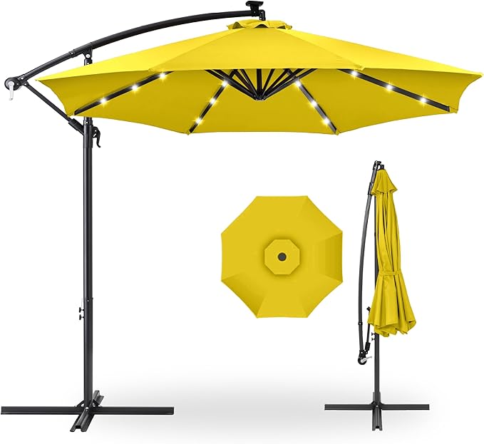 Best Choice Products 10ft Solar LED Offset Hanging Market Patio Umbrel –  LuxaLeaf