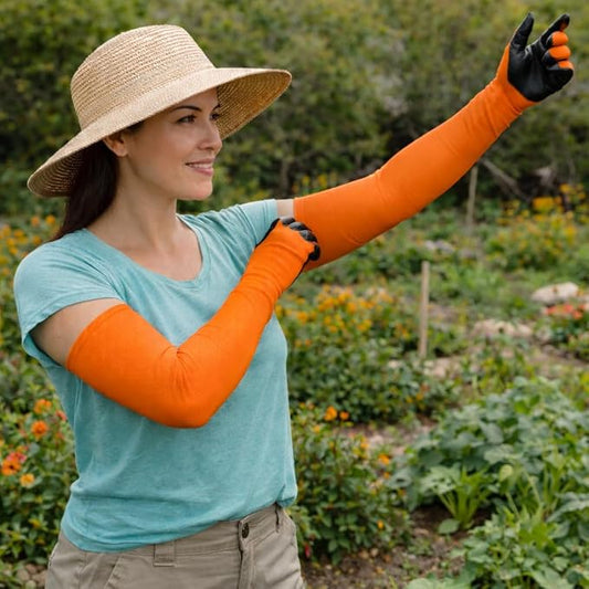Long Sleeve Gardening Gloves Protection Sleeves No-Slip Grip, Durable Long Garden Gloves Flexible Sleeves, Women/Men