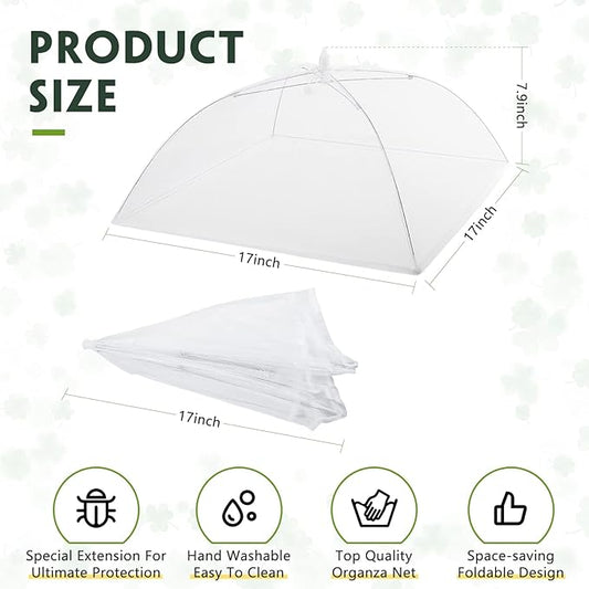Tanlade 8 Pcs Mesh Plant Cover Protection Tent from Animals Reusable Dome Protect Tent Collapsible Plant Umbrella Netting Food Cover Net for Plants Food Vegetable(17 Inch,White)
