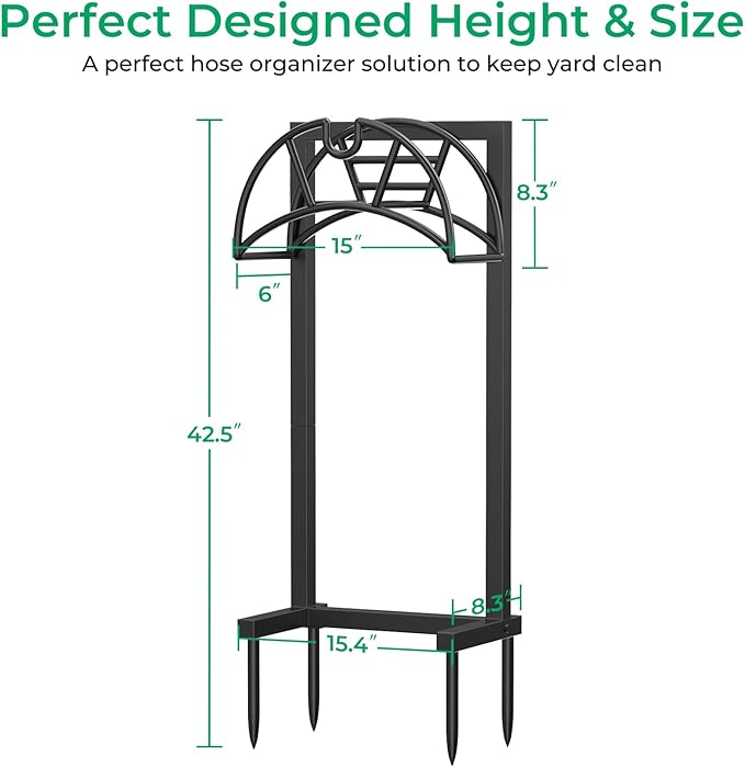TomCare Garden Hose Holder Heavy Duty Water Hose Holder Holds 160 FT Hoses Freestanding Hose Reel Outdoor Hoses Storage Hanger for Outside Yard