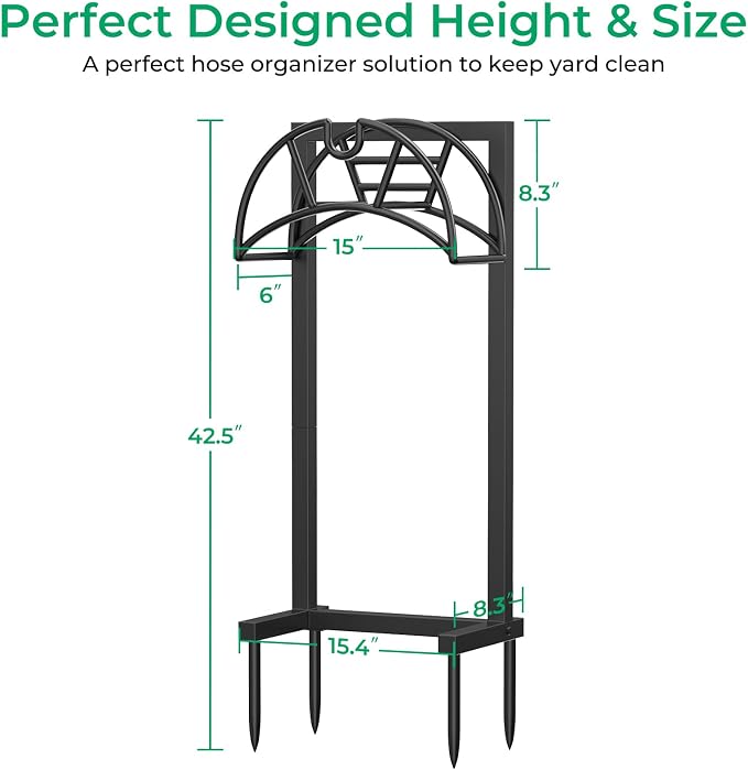TomCare Garden Hose Holder Heavy Duty Water Hose Holder Holds 160 FT Hoses Freestanding Hose Reel Outdoor Hoses Storage Hanger for Outside Yard