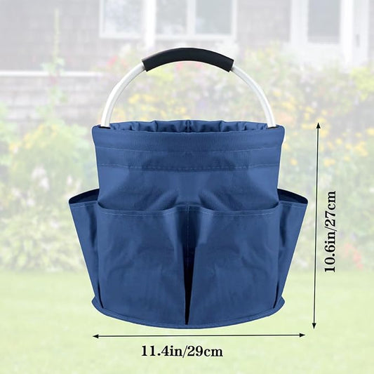 Garden Tool Bag with Pockets, 17L Large Waterproof Oxford Gardening Tote, Non-Slip Rubber Grip Handles, Durable Organizer for Garden Supplies (Blue)