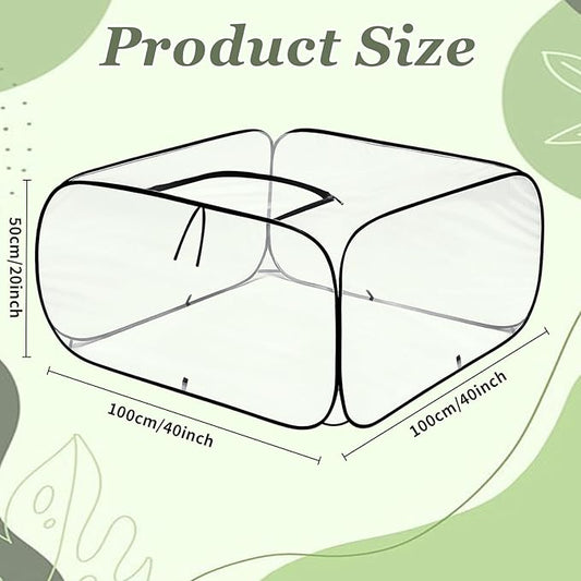 2 Pack Garden Covers for Raised Bed Foldable Clear PVC Greenhouse for Freeze Protection Row Plants Cover Accelerator with Zipper Door Black 39"x39"x20" Protection Vegetable Fruit from Animal