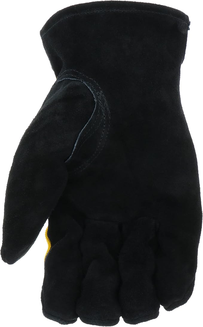 Cat Men's Split Leather Thermal Lined Winter Work Gloves, Cold weather Protection, Abrasion Resistant, Knuckle Backing, Yellow/Black, Large (CAT01222L)