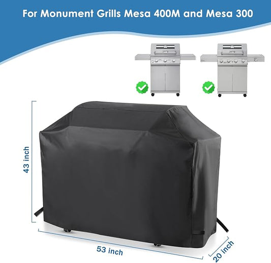 Grill Cover for Monument Grills Mesa 400M and Mesa 300, 53 Inch for 35000, 36000, Heavy Duty & Waterproof, Outdoor Barbecue Cover